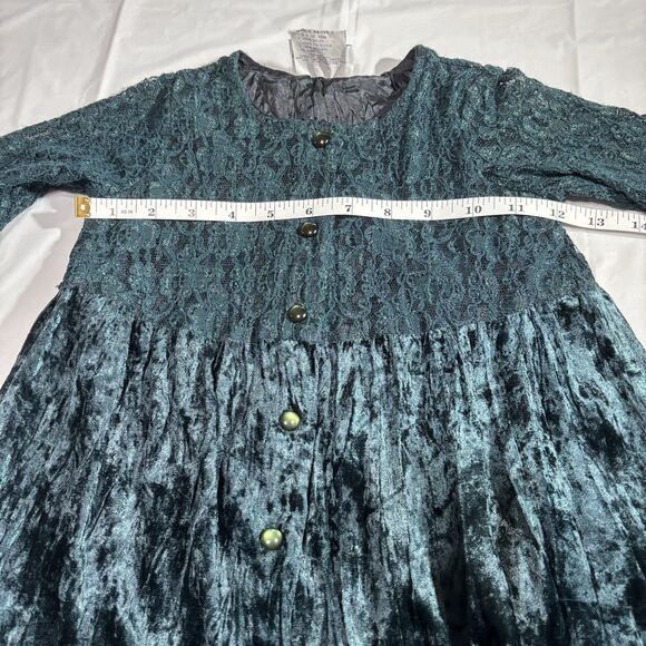 VTG Lil Byer California Girl Green Christmas Velvet/Lace Dress Size 3T Made USA - Picture 8 of 10